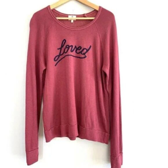 SUNDRY Women's Size 3 ‘Loved’ Maroon Pullover Lightweight Soft Sweatshirt - med - Picture 1 of 5